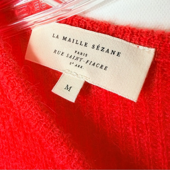SEZANE Gaspard Cardigan Ultra Soft Plush Luxe Red Mohair Alpaca Sweater MEDIUM - Picture 2 of 9